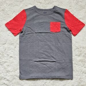 Lands' End Kids Red Gray Colorblock Cotton Short Sleeve Tee Size XL